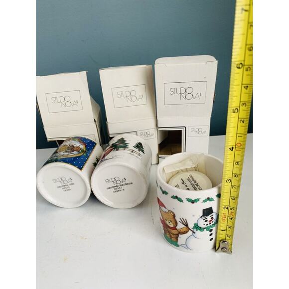 (3) Vintage Votives Studio Nova Candleholders Christmas Town Snowman New NIB - Picture 8 of 11